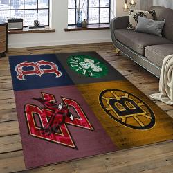 mlb boston red sox baseball team logo rectangle area rug dark room brs77