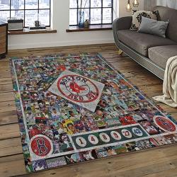 mlb boston red sox baseball team logo rectangle area rug dark room brs79