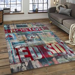 mlb boston red sox baseball team logo rectangle area rug dark room brs82