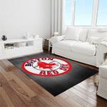 mlb boston red sox baseball team logo rectangle area rug light room brs36