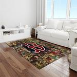 mlb boston red sox baseball team logo rectangle area rug light room brs76