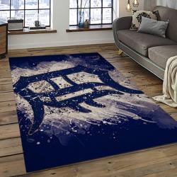 mlb detroit tigers baseball team logo rectangle area rug dark room dt06