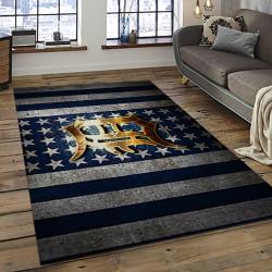mlb detroit tigers baseball team logo rectangle area rug dark room dt09