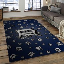 mlb detroit tigers baseball team logo rectangle area rug dark room dt12