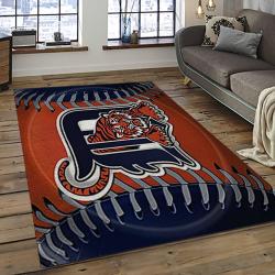 mlb detroit tigers baseball team logo rectangle area rug dark room dt19