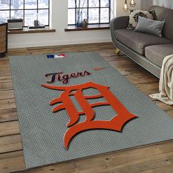 mlb detroit tigers baseball team logo rectangle area rug dark room dt20