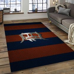 mlb detroit tigers baseball team logo rectangle area rug dark room dt22
