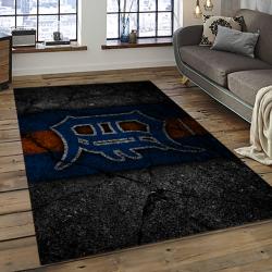 mlb detroit tigers baseball team logo rectangle area rug dark room dt24