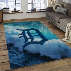 mlb detroit tigers baseball team logo rectangle area rug dark room dt26