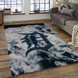 mlb detroit tigers baseball team logo rectangle area rug dark room dt28