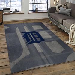 mlb detroit tigers baseball team logo rectangle area rug dark room dt33