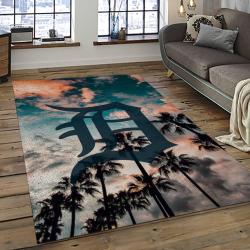 mlb detroit tigers baseball team logo rectangle area rug dark room dt34