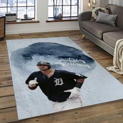 mlb detroit tigers baseball team logo rectangle area rug dark room dt37