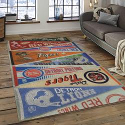 mlb detroit tigers baseball team logo rectangle area rug dark room dt40