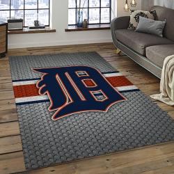mlb detroit tigers baseball team logo rectangle area rug dark room dt44