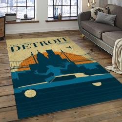 mlb detroit tigers baseball team logo rectangle area rug dark room dt46