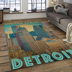 mlb detroit tigers baseball team logo rectangle area rug dark room dt48