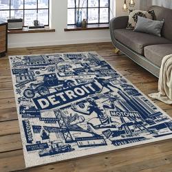 mlb detroit tigers baseball team logo rectangle area rug dark room dt51