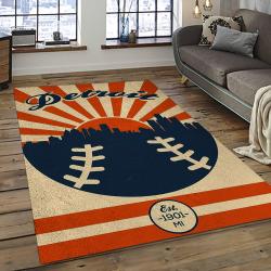 mlb detroit tigers baseball team logo rectangle area rug dark room dt52