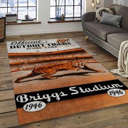 mlb detroit tigers baseball team logo rectangle area rug dark room dt56
