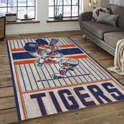 mlb detroit tigers baseball team logo rectangle area rug dark room dt63