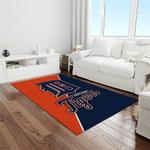 mlb detroit tigers baseball team logo rectangle area rug light room dt14