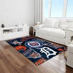 mlb detroit tigers baseball team logo rectangle area rug light room dt16
