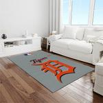 mlb detroit tigers baseball team logo rectangle area rug light room dt20