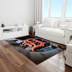mlb detroit tigers baseball team logo rectangle area rug light room dt21