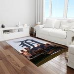 mlb detroit tigers baseball team logo rectangle area rug light room dt35