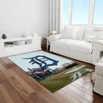 mlb detroit tigers baseball team logo rectangle area rug light room dt36