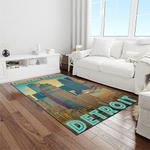 mlb detroit tigers baseball team logo rectangle area rug light room dt48