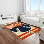 mlb detroit tigers baseball team logo rectangle area rug light room dt52