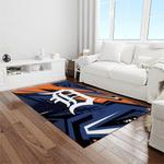 mlb detroit tigers baseball team logo rectangle area rug light room dt64