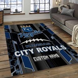 mlb kansas city royals baseball team logo rectangle area rug dark room kcr01