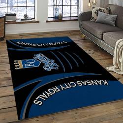 mlb kansas city royals baseball team logo rectangle area rug dark room kcr02