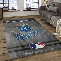mlb kansas city royals baseball team logo rectangle area rug dark room kcr03