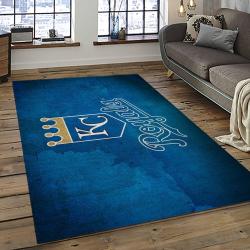 mlb kansas city royals baseball team logo rectangle area rug dark room kcr08