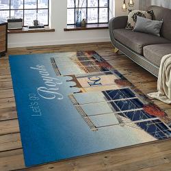 mlb kansas city royals baseball team logo rectangle area rug dark room kcr13