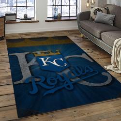 mlb kansas city royals baseball team logo rectangle area rug dark room kcr14