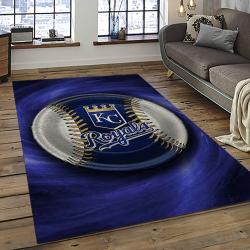 mlb kansas city royals baseball team logo rectangle area rug dark room kcr15