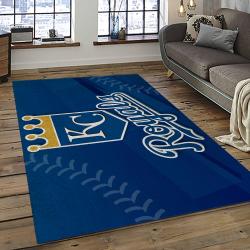 mlb kansas city royals baseball team logo rectangle area rug dark room kcr16
