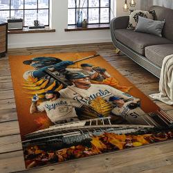 mlb kansas city royals baseball team logo rectangle area rug dark room kcr17