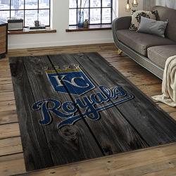 mlb kansas city royals baseball team logo rectangle area rug dark room kcr18