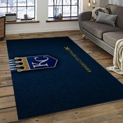 mlb kansas city royals baseball team logo rectangle area rug dark room kcr25