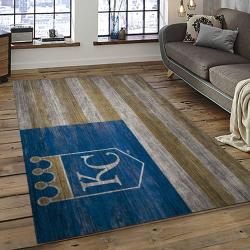 mlb kansas city royals baseball team logo rectangle area rug dark room kcr27