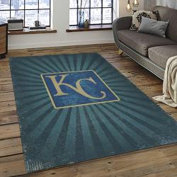 mlb kansas city royals baseball team logo rectangle area rug dark room kcr28