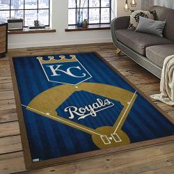 mlb kansas city royals baseball team logo rectangle area rug dark room kcr29