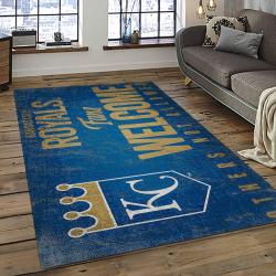 mlb kansas city royals baseball team logo rectangle area rug dark room kcr31
