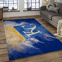 mlb kansas city royals baseball team logo rectangle area rug dark room kcr33